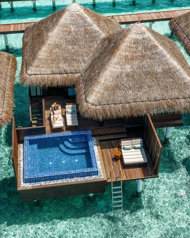 Lagoon Villas on stilts above turquoise water