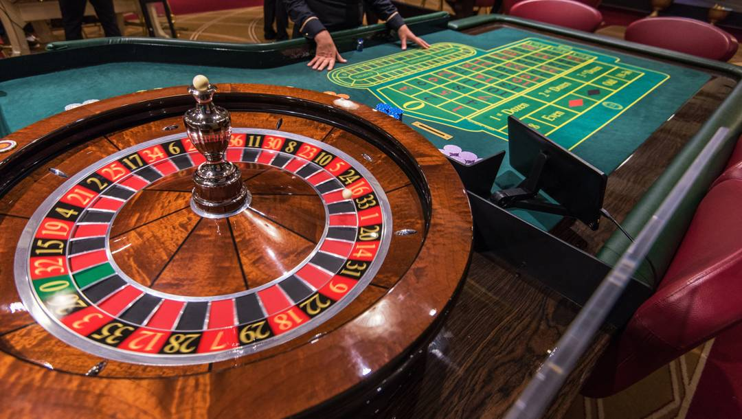 Roulette wheel in motion